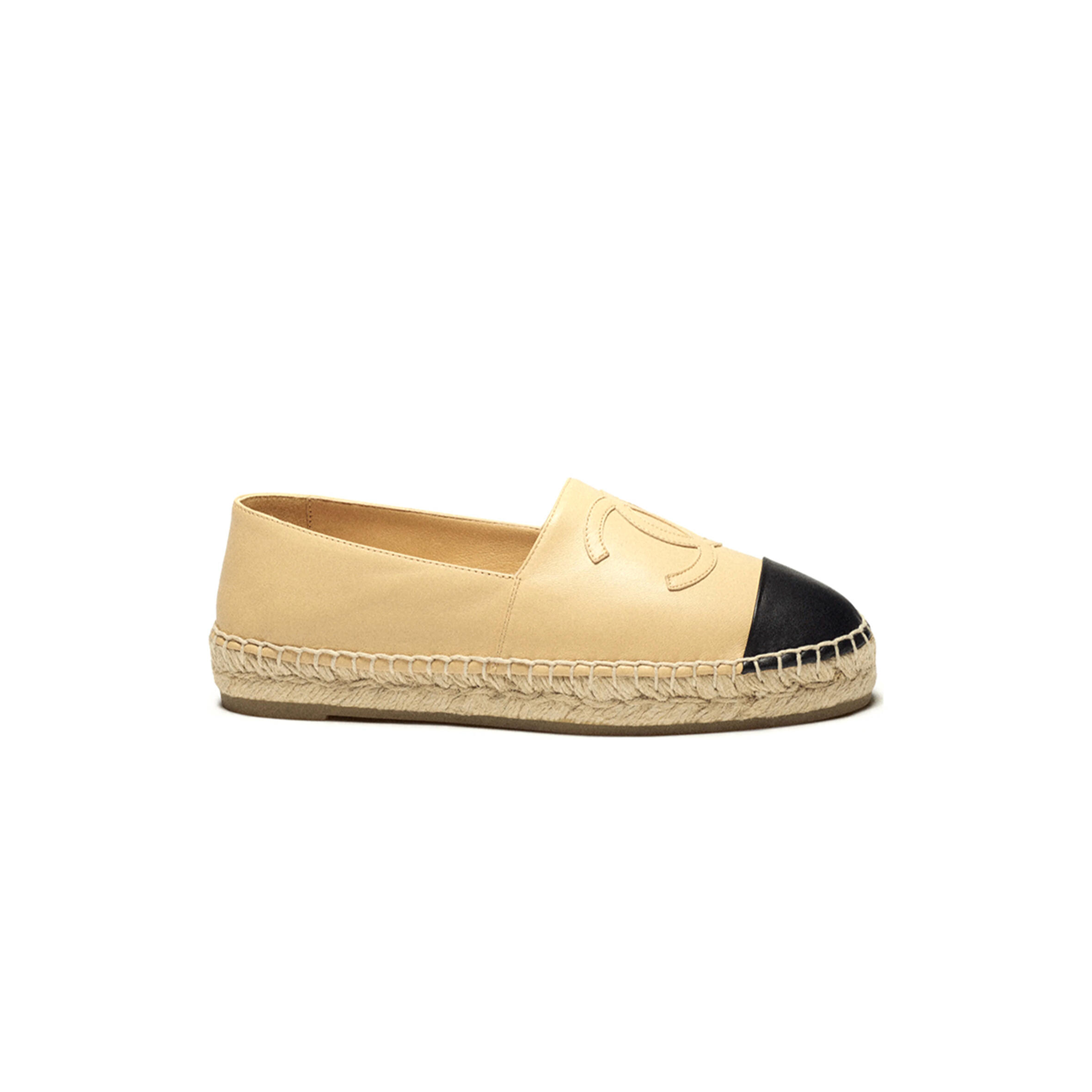 Ch*el espadrilles lambskin beige & black g29762